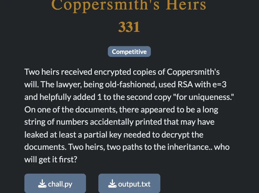 Coppersmith's Heirs